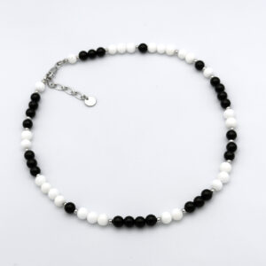 Колье "Color Crush" черный агат белый корал